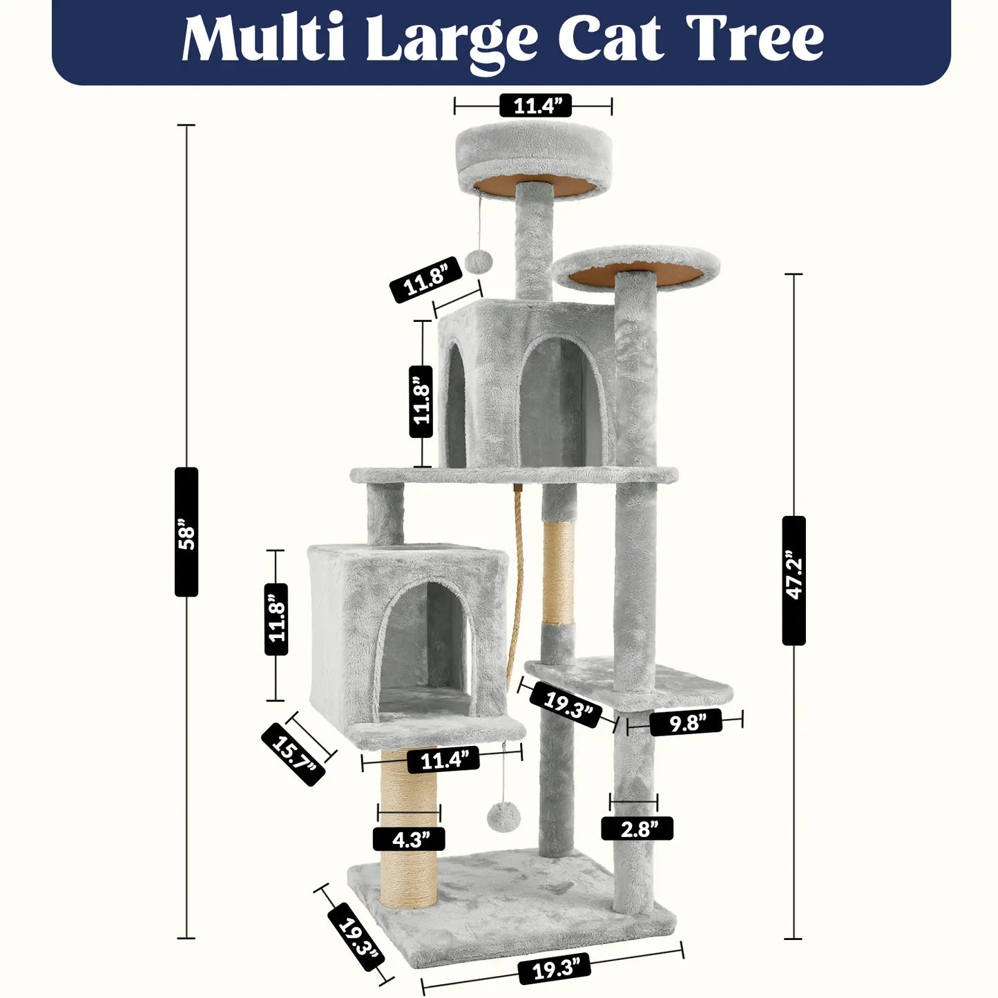 Wecharmer Indoor Cat Tree Tower with Green Leaf Design, Plush Condo and Hanging Ball, Pet Furniture with Scratching Posts