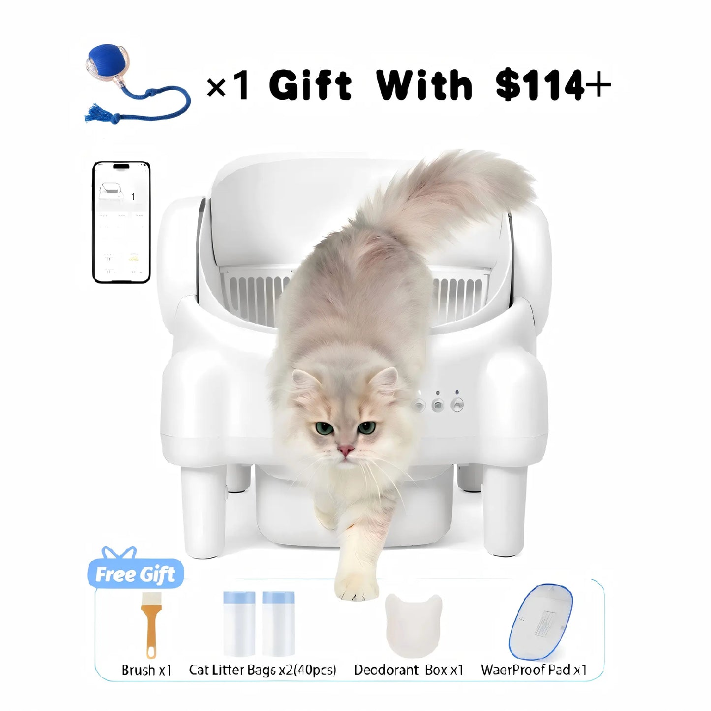 ECORUI Open-Top Self-Cleaning Cat Litter Box, Smart Automatic Box with Infrared & Gravity Sensors, 2.4G Wifi,Mother'S Day,Mother'S Gift, Mothersdaygift #Summervibes #Petlovers