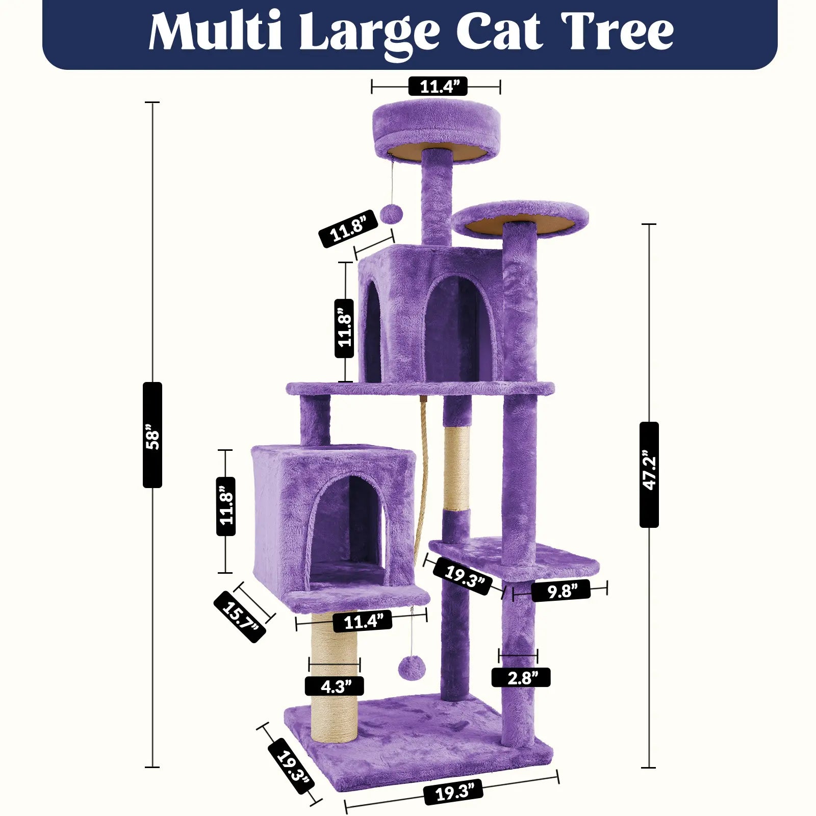 Wecharmer Indoor Cat Tree Tower with Green Leaf Design, Plush Condo and Hanging Ball, Pet Furniture with Scratching Posts