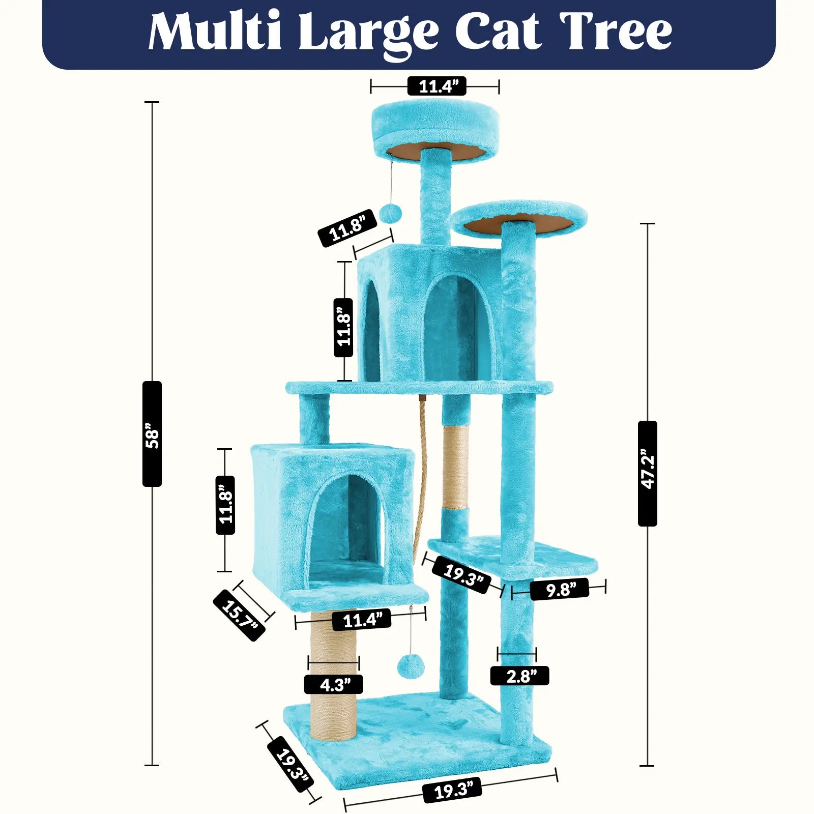 Wecharmer Indoor Cat Tree Tower with Green Leaf Design, Plush Condo and Hanging Ball, Pet Furniture with Scratching Posts