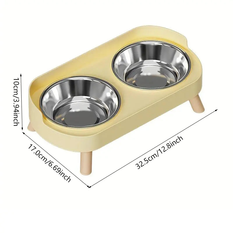 Double Bowl Design Pet Feeding Bowl, Anti-Knock Cat Dog Drinking Water Feeding Basin, Pet Supplies for Indoor Outdoor Use