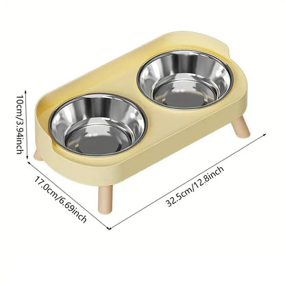 Double Bowl Design Pet Feeding Bowl, Anti-Knock Cat Dog Drinking Water Feeding Basin, Pet Supplies for Indoor Outdoor Use