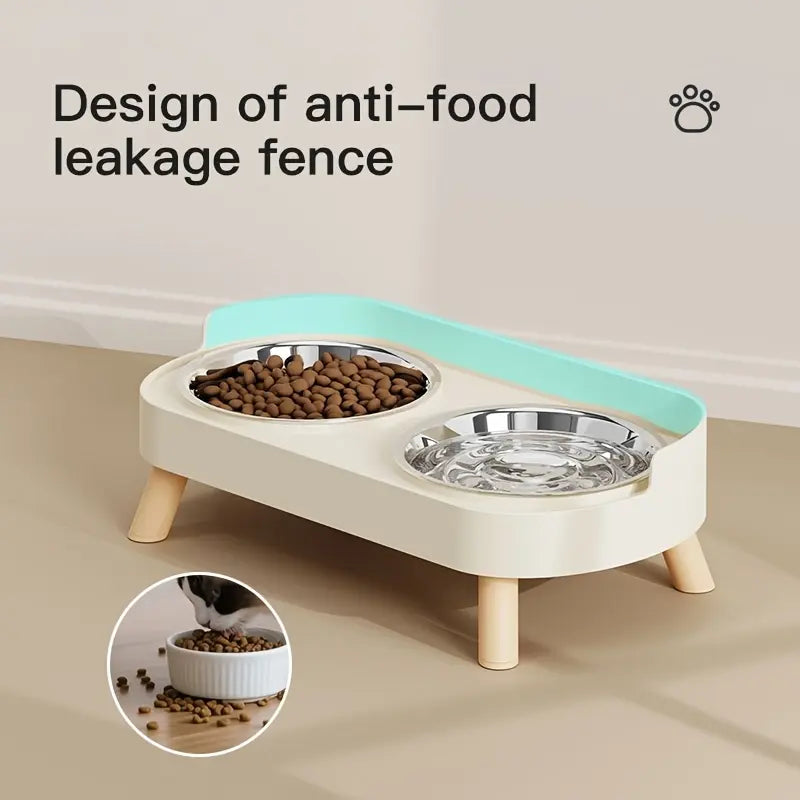 Double Bowl Design Pet Feeding Bowl, Anti-Knock Cat Dog Drinking Water Feeding Basin, Pet Supplies for Indoor Outdoor Use