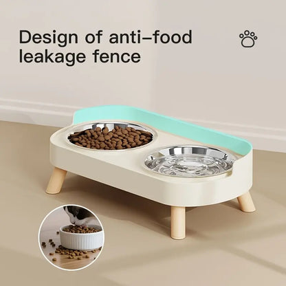 Double Bowl Design Pet Feeding Bowl, Anti-Knock Cat Dog Drinking Water Feeding Basin, Pet Supplies for Indoor Outdoor Use