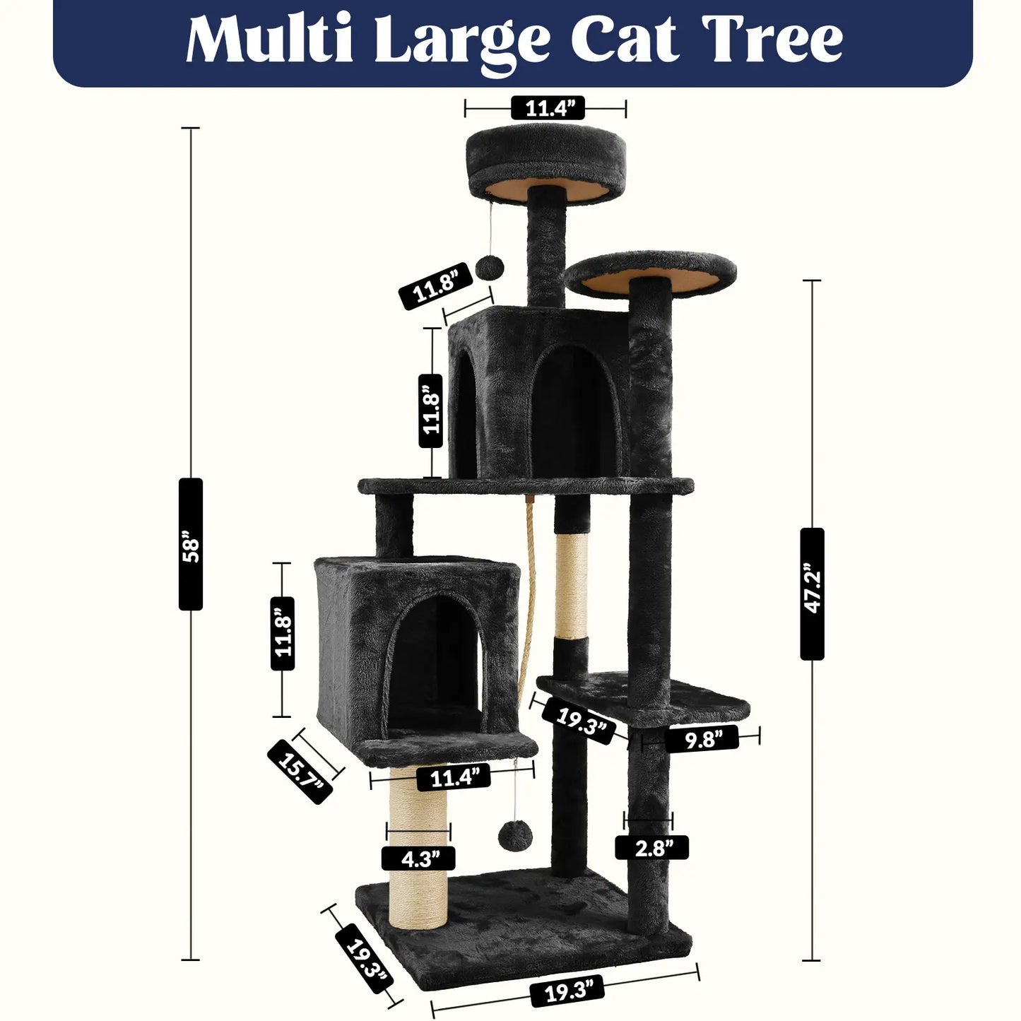 Wecharmer Indoor Cat Tree Tower with Green Leaf Design, Plush Condo and Hanging Ball, Pet Furniture with Scratching Posts