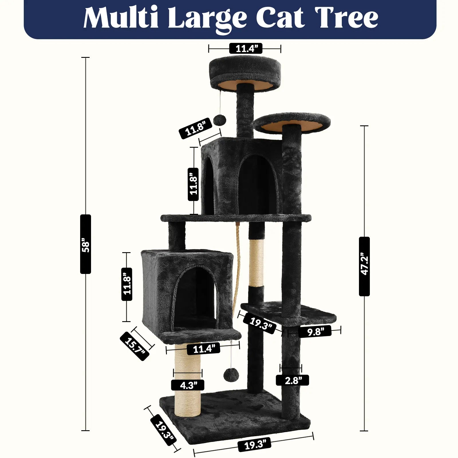Wecharmer Indoor Cat Tree Tower with Green Leaf Design, Plush Condo and Hanging Ball, Pet Furniture with Scratching Posts