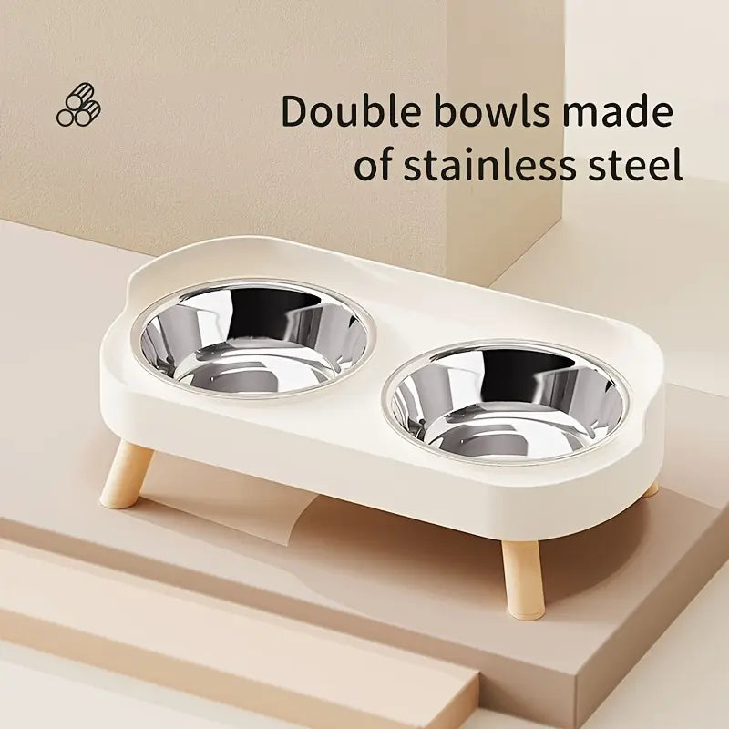 Double Bowl Design Pet Feeding Bowl, Anti-Knock Cat Dog Drinking Water Feeding Basin, Pet Supplies for Indoor Outdoor Use