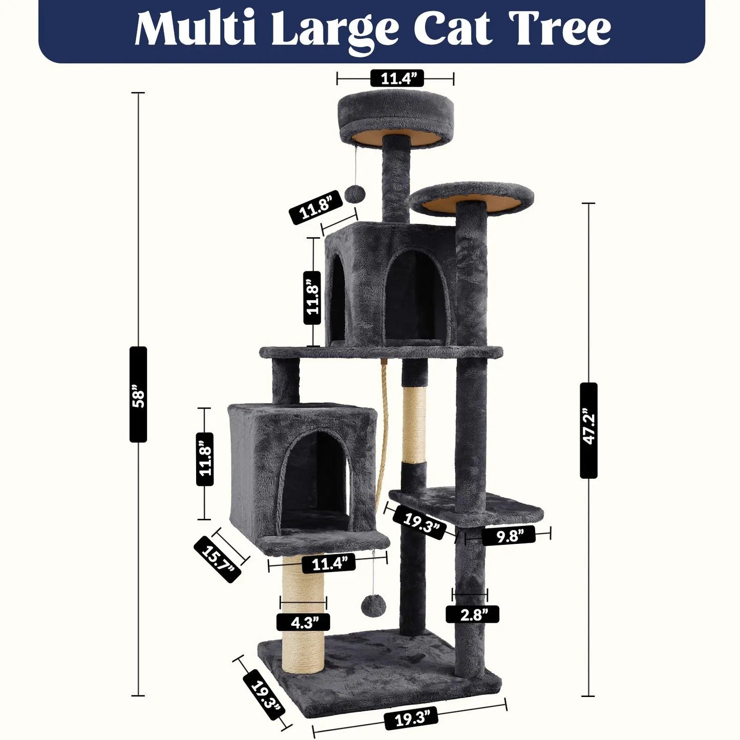 Wecharmer Indoor Cat Tree Tower with Green Leaf Design, Plush Condo and Hanging Ball, Pet Furniture with Scratching Posts