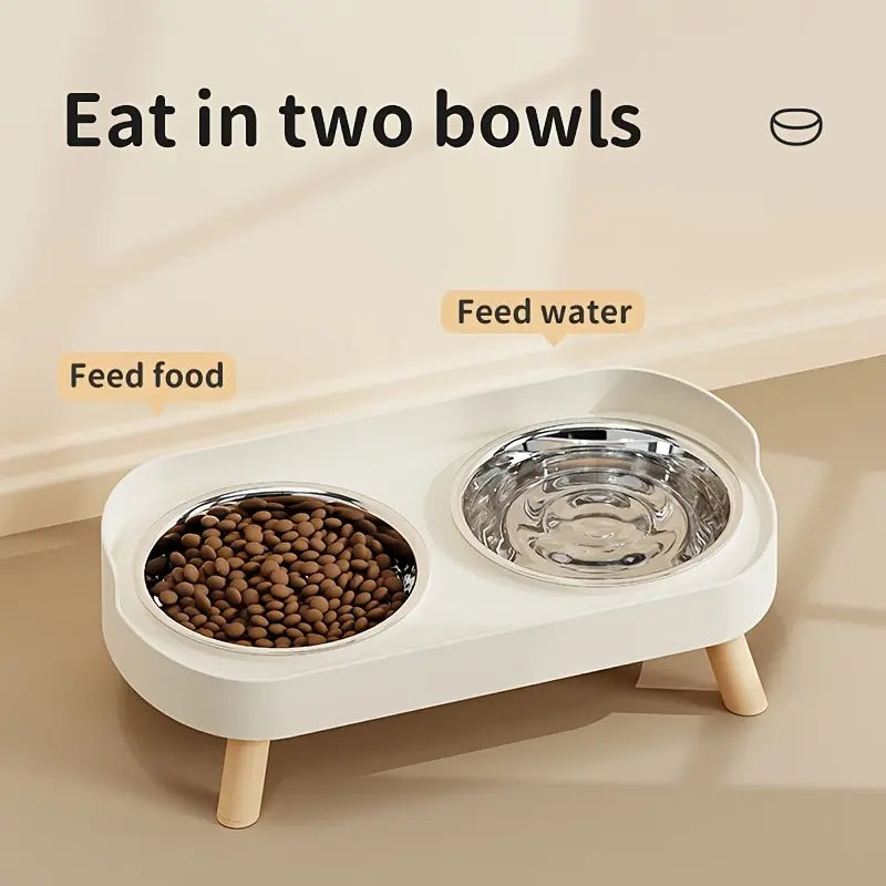 Double Bowl Design Pet Feeding Bowl, Anti-Knock Cat Dog Drinking Water Feeding Basin, Pet Supplies for Indoor Outdoor Use