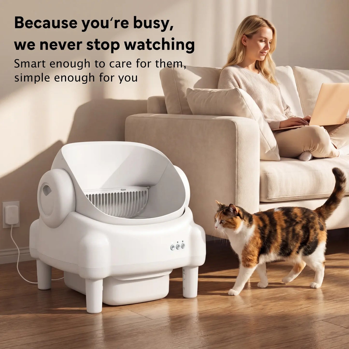 ECORUI Open-Top Self-Cleaning Cat Litter Box, Smart Automatic Box with Infrared & Gravity Sensors, 2.4G Wifi,Mother'S Day,Mother'S Gift, Mothersdaygift #Summervibes #Petlovers