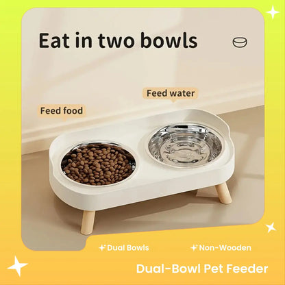 Double Bowl Design Pet Feeding Bowl, Anti-Knock Cat Dog Drinking Water Feeding Basin, Pet Supplies for Indoor Outdoor Use