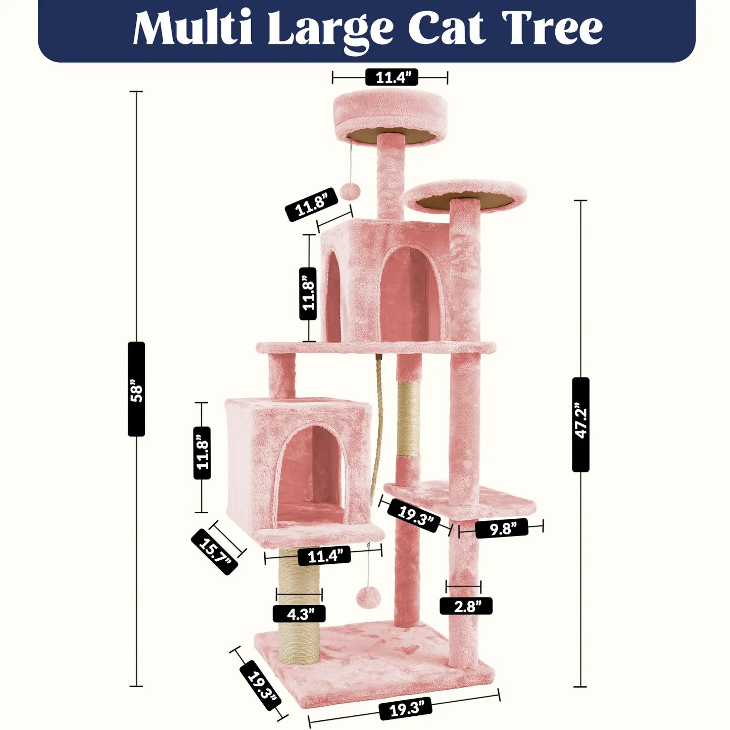 Wecharmer Indoor Cat Tree Tower with Green Leaf Design, Plush Condo and Hanging Ball, Pet Furniture with Scratching Posts