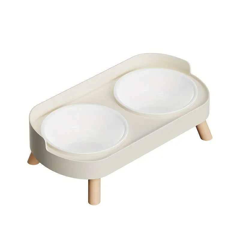 Double Bowl Design Pet Feeding Bowl, Anti-Knock Cat Dog Drinking Water Feeding Basin, Pet Supplies for Indoor Outdoor Use