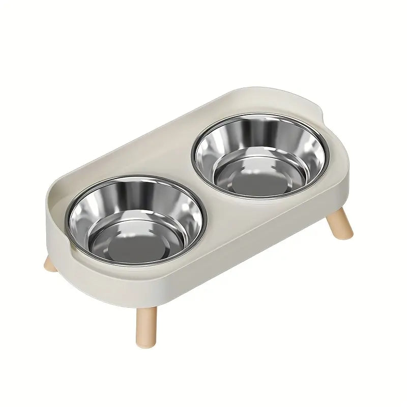 Double Bowl Design Pet Feeding Bowl, Anti-Knock Cat Dog Drinking Water Feeding Basin, Pet Supplies for Indoor Outdoor Use