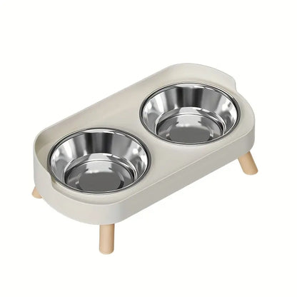 Double Bowl Design Pet Feeding Bowl, Anti-Knock Cat Dog Drinking Water Feeding Basin, Pet Supplies for Indoor Outdoor Use