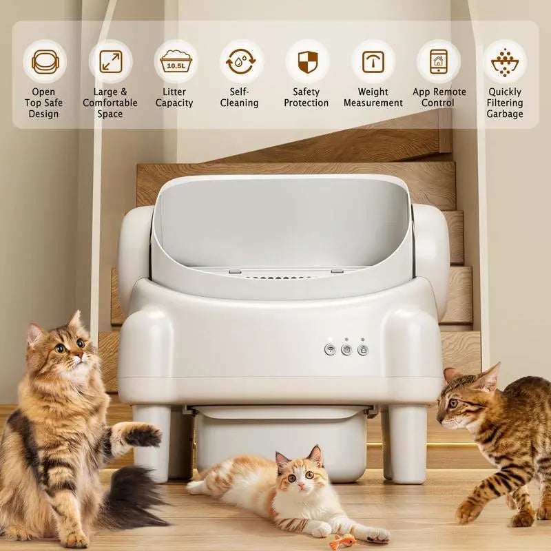 ECORUI Open-Top Self-Cleaning Cat Litter Box, Smart Automatic Box with Infrared & Gravity Sensors, 2.4G Wifi,Mother'S Day,Mother'S Gift, Mothersdaygift #Summervibes #Petlovers