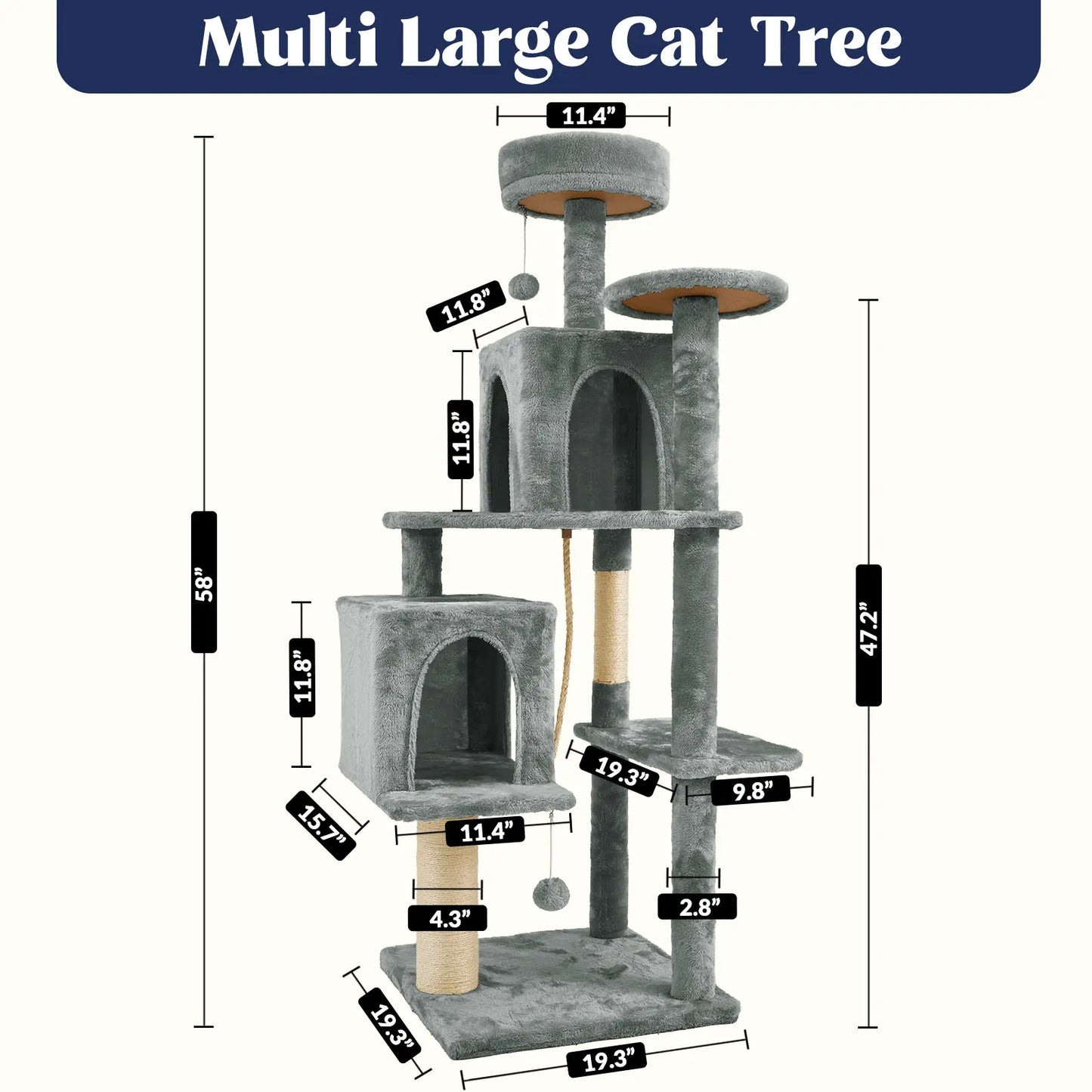 Wecharmer Indoor Cat Tree Tower with Green Leaf Design, Plush Condo and Hanging Ball, Pet Furniture with Scratching Posts